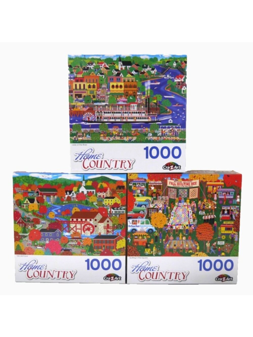 Home & Country set of three 1000 piece jigsaw puzzles 27 x 20" Crazart 2020